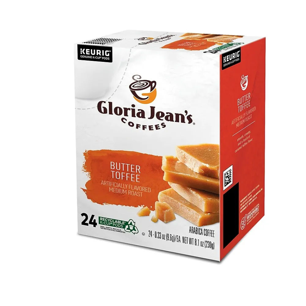 Gloria Jean's Coffees Butter Toffee Coffee, Keurig K-Cup Pod, Medium Roast, 96/Carton (60051-012CT)