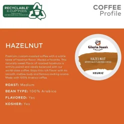 Gloria Jean's Coffees Hazelnut Coffee, Keurig K-Cup Pod, Medium Roast, 96/Carton (60051-052CT)