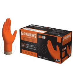 Gloveworks GWON Nitrile Gloves, XX-Large, Orange, 100/Box, 10 Boxes/Carton (GWON49100XX)<Ammex Online