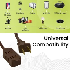 GoGreen Power 6' Extension Cord, 3-Outlet, 16 AWG, Brown (GG-24806-10)