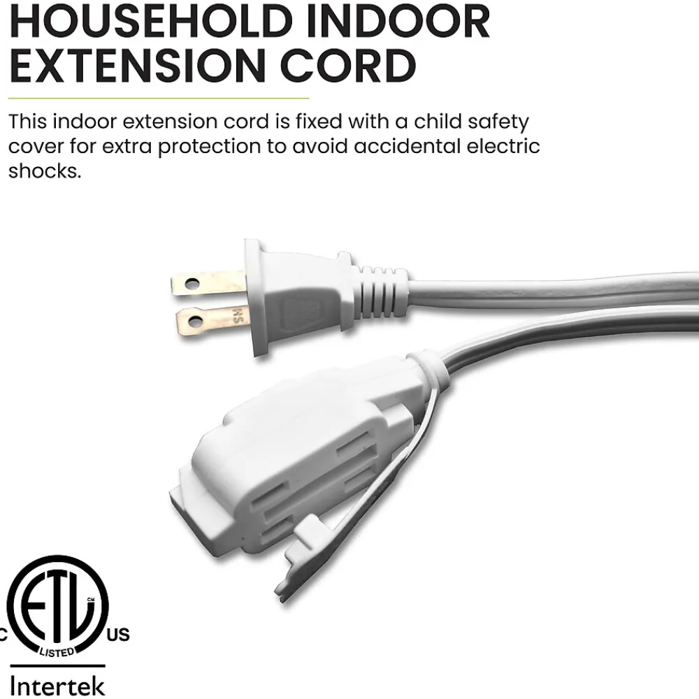 GoGreen Power 12' Extension Cord, 3-Outlet, 16 AWG, White (GG-24712-3)