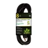GoGreen Power 8' Indoor/Outdoor Extension Cord, 16 AWG, Black (GG-13708BK)