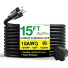 GoGreen Power 15' Indoor/Outdoor Extension Cord, 16 AWG, Black (GG-13715BK)