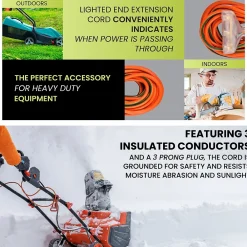 GoGreen Power 25' Indoor/Outdoor Extension Cord, 3-Outlet, 14 AWG, Orange (GG-15125)