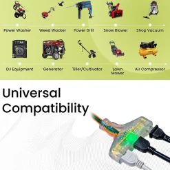 GoGreen Power 25' Indoor/Outdoor Extension Cord, 3-Outlet, 12 AWG, Orange (GG-15225)