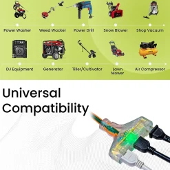 GoGreen Power 100' Indoor/Outdoor Extension Cord, 3-Outlet, 12 AWG, Orange (GG-15200)