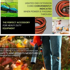 GoGreen Power 25' Indoor/Outdoor Extension Cord, 16 AWG, Orange (GG-13725)