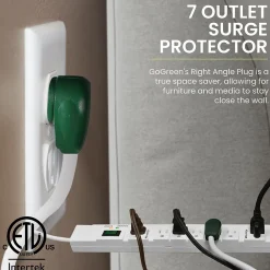 GoGreen Power 6' Metal Surge Protector, 7 Outlets, White (GG-17636)