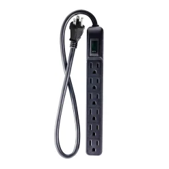 GoGreen Power 6 Outlet Mini Surge Protector, 2' cord, Black (GG-16103MINBK)