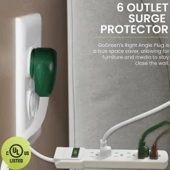 GoGreen Power 6 Outlet Surge Protector, 2.5' Cord, White (GG-16103MS)
