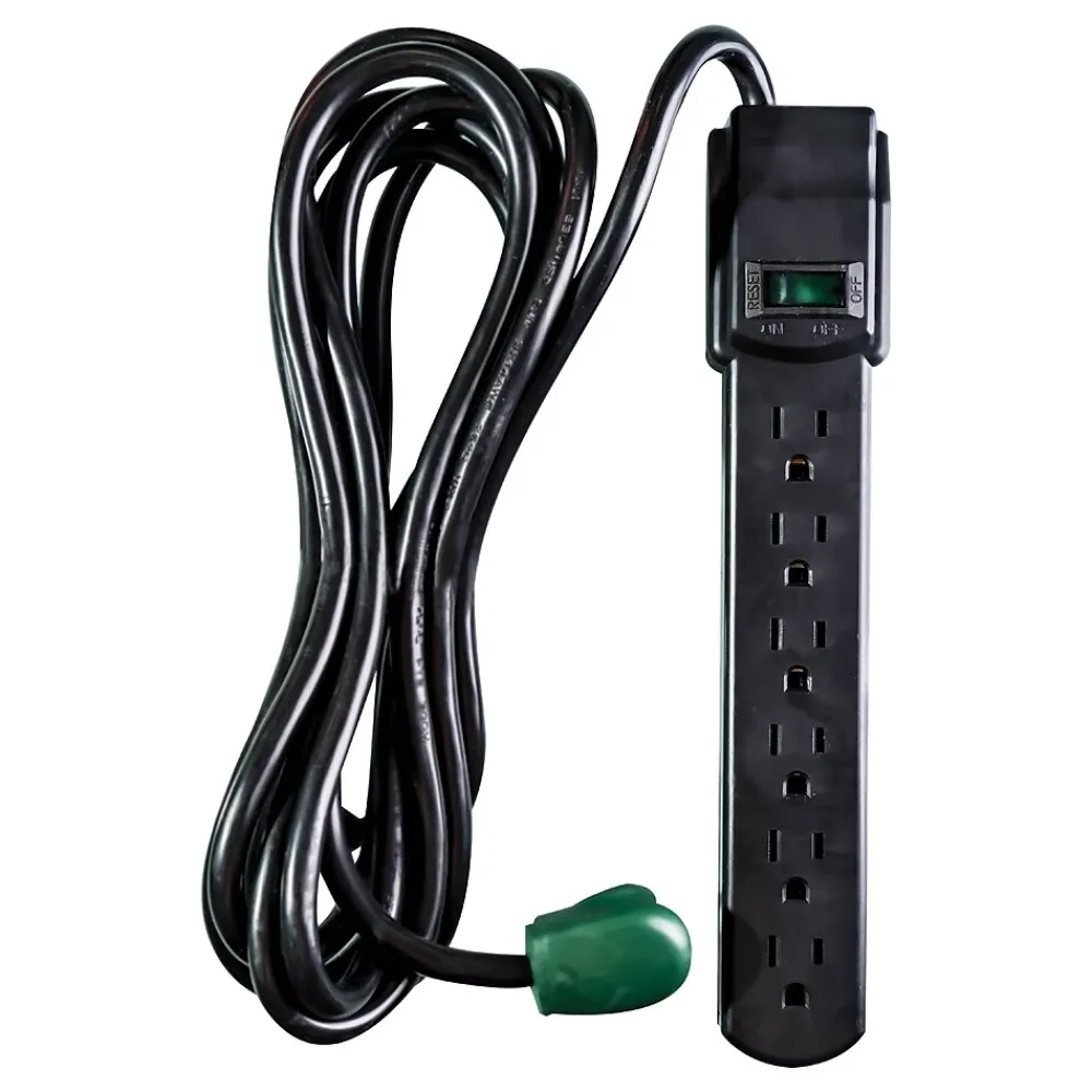 GoGreen Power 6 Outlet Surge Protectors, 6' Cord, Black (GG-16106MSBK)