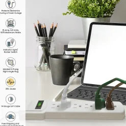 GoGreen Power 6 Outlet Surge Protector, 6' Cord, White (GG-16106MS)