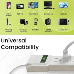 GoGreen Power 6 Outlet Surge Protector, 12' cord, White (GG-16103M-12)