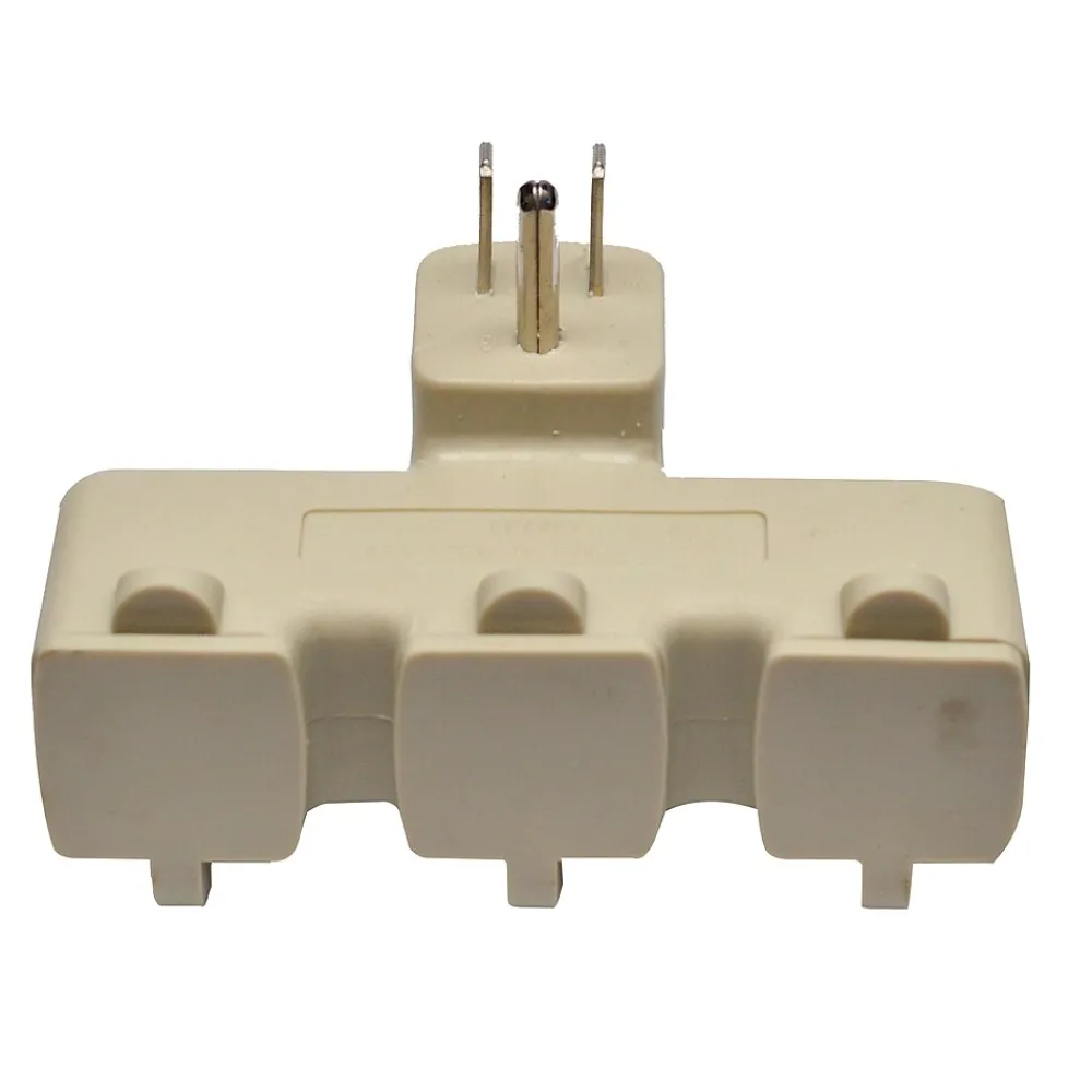 GoGreen Power 3 Outlet Tri Tap Adapter with Covers, Beige (GG-03431BE)