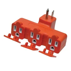 GoGreen Power 3 Outlet Tri Tap Adapter with Covers, Orange (GG-03431OR)