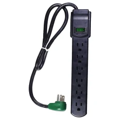 GoGreen Power 2.5' Surge Protector, 6 Outlet, Black (GG-16103MSBK)