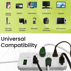 GoGreen Power 6' Surge Protector, 8 Outlet, White (GG-18316WH)
