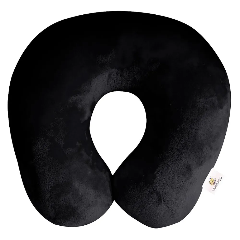 Travergo Polyester Travel Pillow, Black (TR1020BK)<GoGreen Power Online