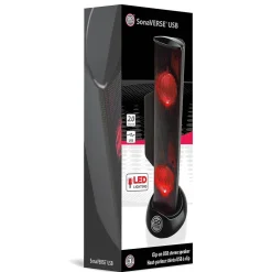 Hot Gogroove SonaVERSE Clip-on USB-A Stereo Speaker with LEDs, Red (GGSVUSB200RDWS)