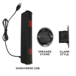 Hot Gogroove SonaVERSE Clip-on USB-A Stereo Speaker with LEDs, Red (GGSVUSB200RDWS)