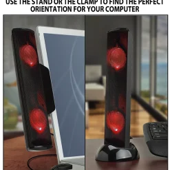 Hot Gogroove SonaVERSE Clip-on USB-A Stereo Speaker with LEDs, Red (GGSVUSB200RDWS)