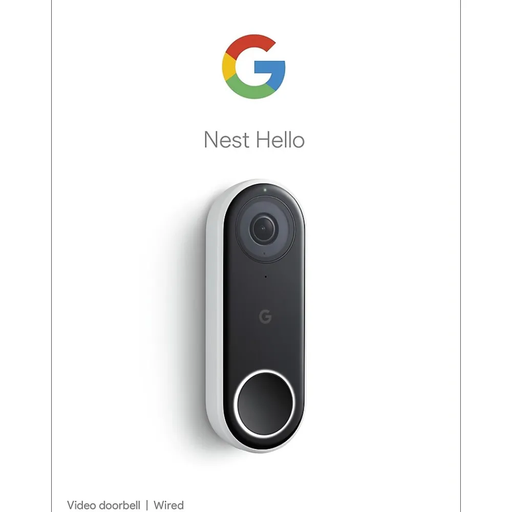 Google Nest Hello WiFi Wired Smart Video Doorbell, Black (5085916)