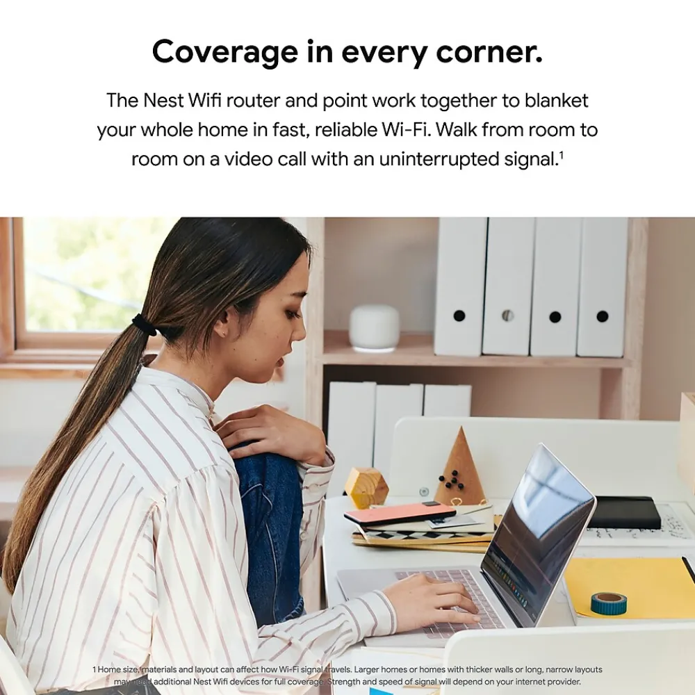 Hot Google Nest 2nd Gen AC Dual Band WiFi Router and Extender, Snow (GA00822-US)