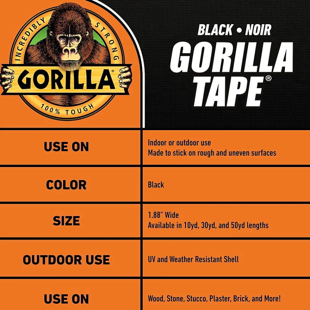 Outlet Gorilla Duct Tape, 1.88" x 30 yds., Black (105629)
