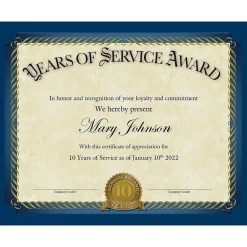 Awards & Certificates*Great Papers Years of Service Certificates, 8.5