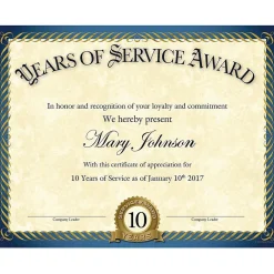 Awards & Certificates*Great Papers Years of Service Certificates, 8.5" x 11", 20/Pack (2015113)