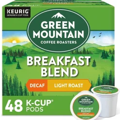 Green Mountain Breakfast Blend Decaf Coffee KeurigĀ® K-CupĀ® Pods, Light Roast, 48/Box (5000355634)