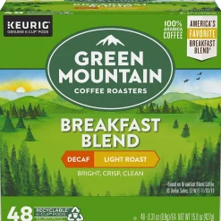 Green Mountain Breakfast Blend Decaf Coffee Keurig® K-Cup® Pods, Light Roast, 48/Box (5000355634)