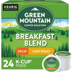 Green Mountain Breakfast Blend Decaf Coffee Keurig® K-Cup® Pods, Light Roast, 24/Box (5000330139)