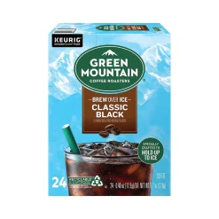 Green Mountain Brew-Over-Ice Classic Black Iced Coffee, Dark Roast, 0.40 oz. Keurig® K-Cup® Pods, 24/Box (390276)