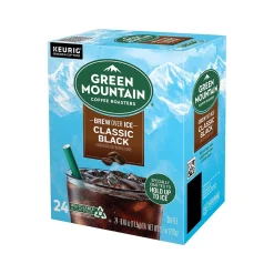 Green Mountain Brew-Over-Ice Classic Black Iced Coffee, Dark Roast, 0.40 oz. Keurig® K-Cup® Pods, 24/Box (390276)
