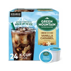 Green Mountain Brew-Over-Ice Vanilla Caramel Iced Coffee, 0.4 oz. Keurig® K-Cup® Pods, 24/Box (390283)