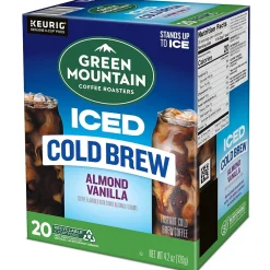 Green Mountain Coffee Roasters Iced Cold Brew Almond Vanilla Iced Coffee Keurig® K-Cup® Pods, Light Roast, 80/Carton