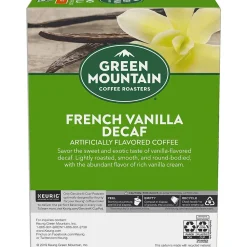 Green Mountain French Vanilla Decaf Coffee Keurig® K-Cup® Pods, Light Roast, 24/Box (7732)