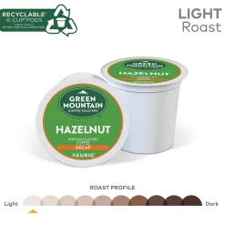 Green Mountain Hazelnut Decaf Coffee Keurig® K-Cup® Pods, Light Roast, 96/Carton (77923)