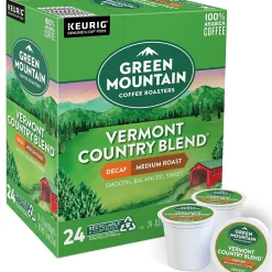 Green Mountain Vermont Country Blend Decaf Coffee Keurig® K-Cup® Pods, Medium Roast, 24/Box (7602)