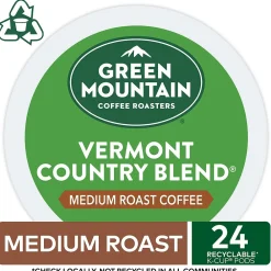 Green Mountain Vermont Country Blend Coffee Keurig® K-Cup® Pods, Medium Roast, 24/Box (6602)