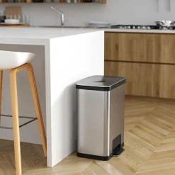 AirStep Stainless Steel Rectangular Step Pedal Trash Can with AbsorbX Odor Control System, 13 Gal., Silver (TR13SS)<Halo New
