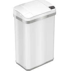 Stainless Steel Rectangular Sensor Trash Can with AbsorbX Odor Control System and Fragrance, White, 4 Gal. (SC04SW)<Halo Best