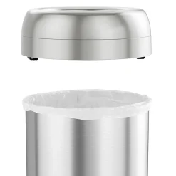 Stainless Steel Round Open Top Trash Can with Dual AbsorbX Odor Control System, Silver, Silver, 13 Gal. (OT13STR)<Halo Best