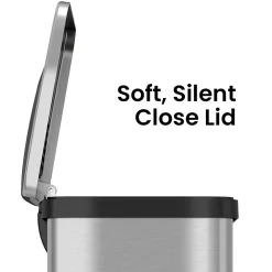 TapCan Stainless Steel Rectangular Pedal Sensor Trash Can with AbsorbX Odor Control System, Trim, 13 Gal. (TC13SB)<Halo Hot