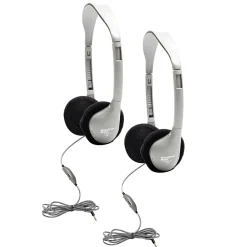 HamiltonBuhl SchoolMate On-Ear Stereo Headphone with In-Line Volume Control, Pack of 2 (HECHA2V-2)<Hamilton Buhl Hot