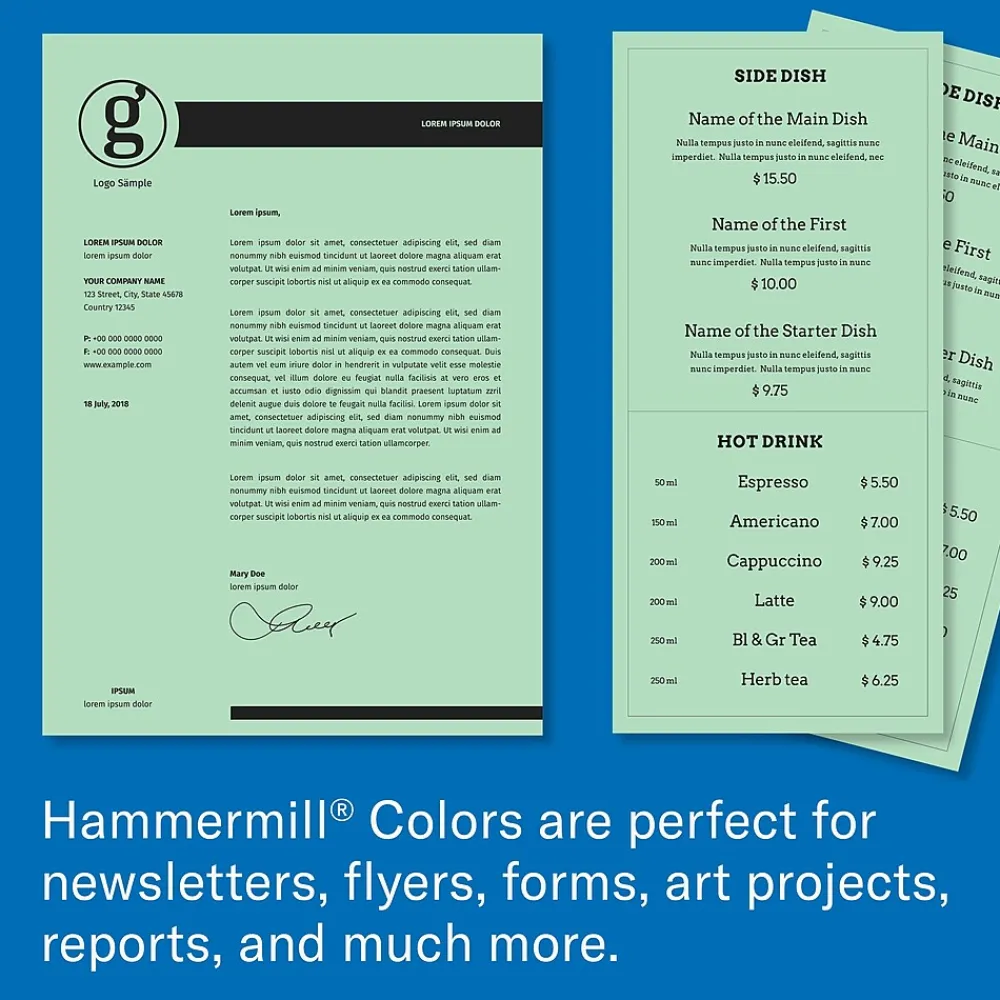 Copy Paper*Hammermill Colors 8.5" x 11" Color Copy Paper, 20 lbs. Green, 500 Sheets/Ream (HAM103366CT)