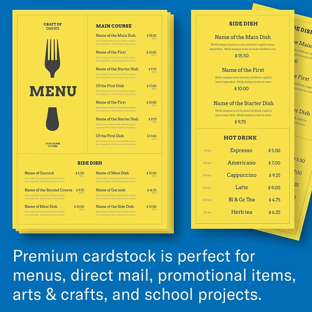 Card Stock*Hammermill Premium 110 lb. Cardstock Paper, 8.5" x 11", Blue/Green/Red/Yellow, 200 Sheets/Ream (168390R)