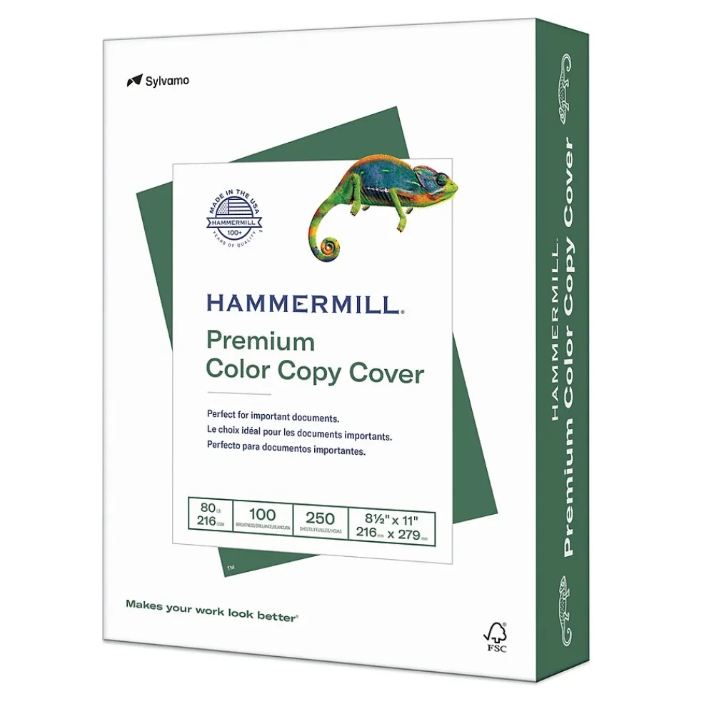 Card Stock*Hammermill Premium Color Copy 80 lbs. Cover Paper, 8.5" x 11", White, 250 Sheets/Ream (120023)