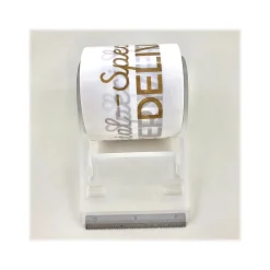 Hot Happy Mail Packing Tape with Dispenser, 1.8" x 16.4 yds., White (246451)